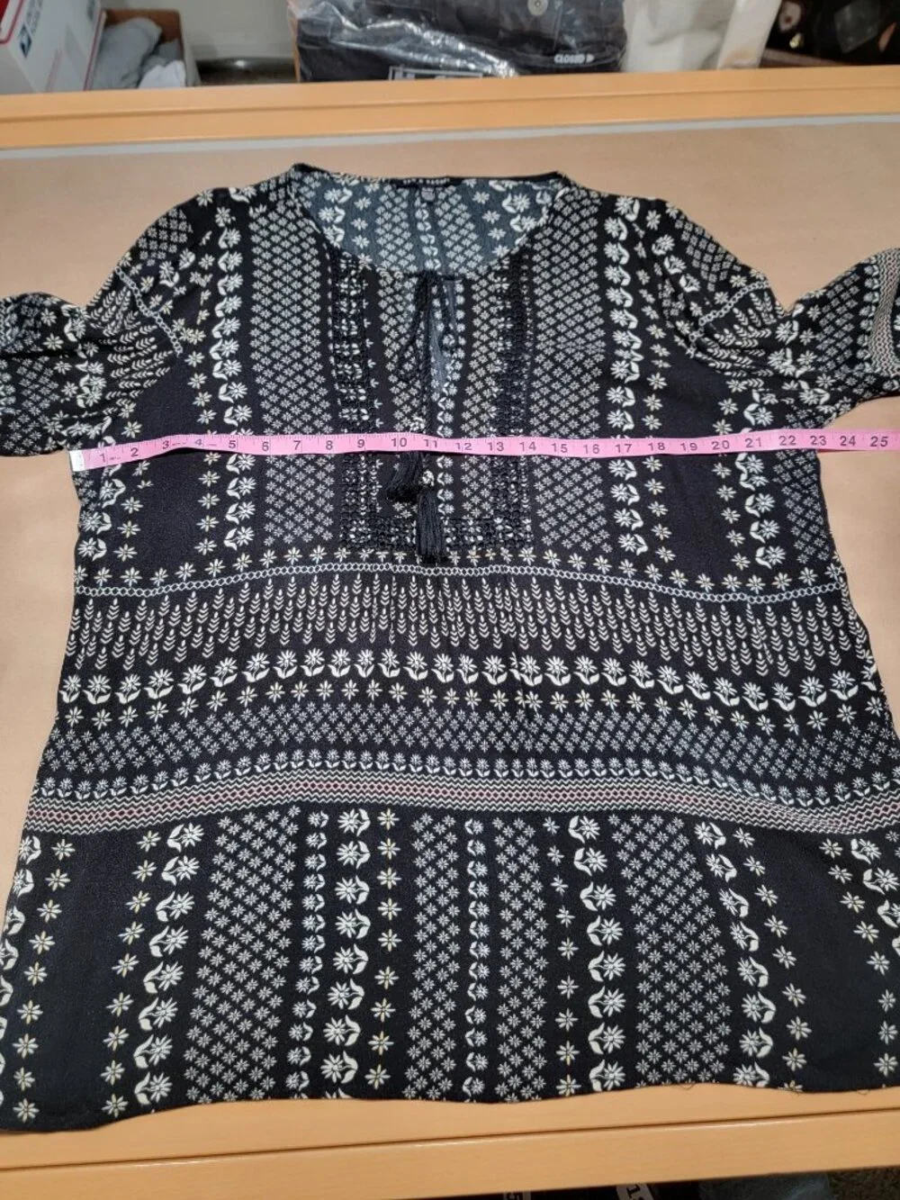 Zac & Rachel Size XL Black & White Bohemian Style / Peasant Blouse - Picture 9 of 16